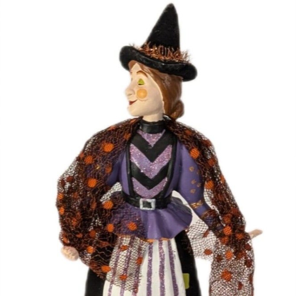 ​Vibrant Lori Style Witch 15" Whimsy Figurine CJF Designs Purple Polka Dot